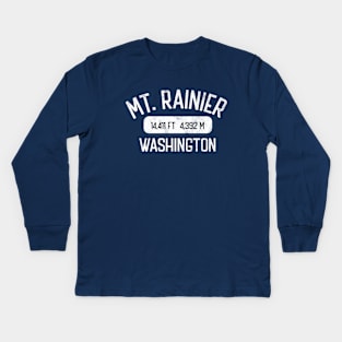 Mt. Rainier Washington - White Arch Distressed Mountain Kids Long Sleeve T-Shirt